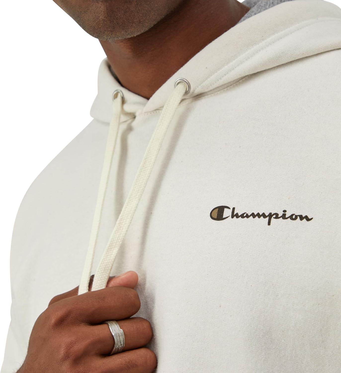 imageChampion Mens Powerblend Fleece Hoodie Sweatshirt with Script Logo Regular and Big ampamp TallNatural Small Script