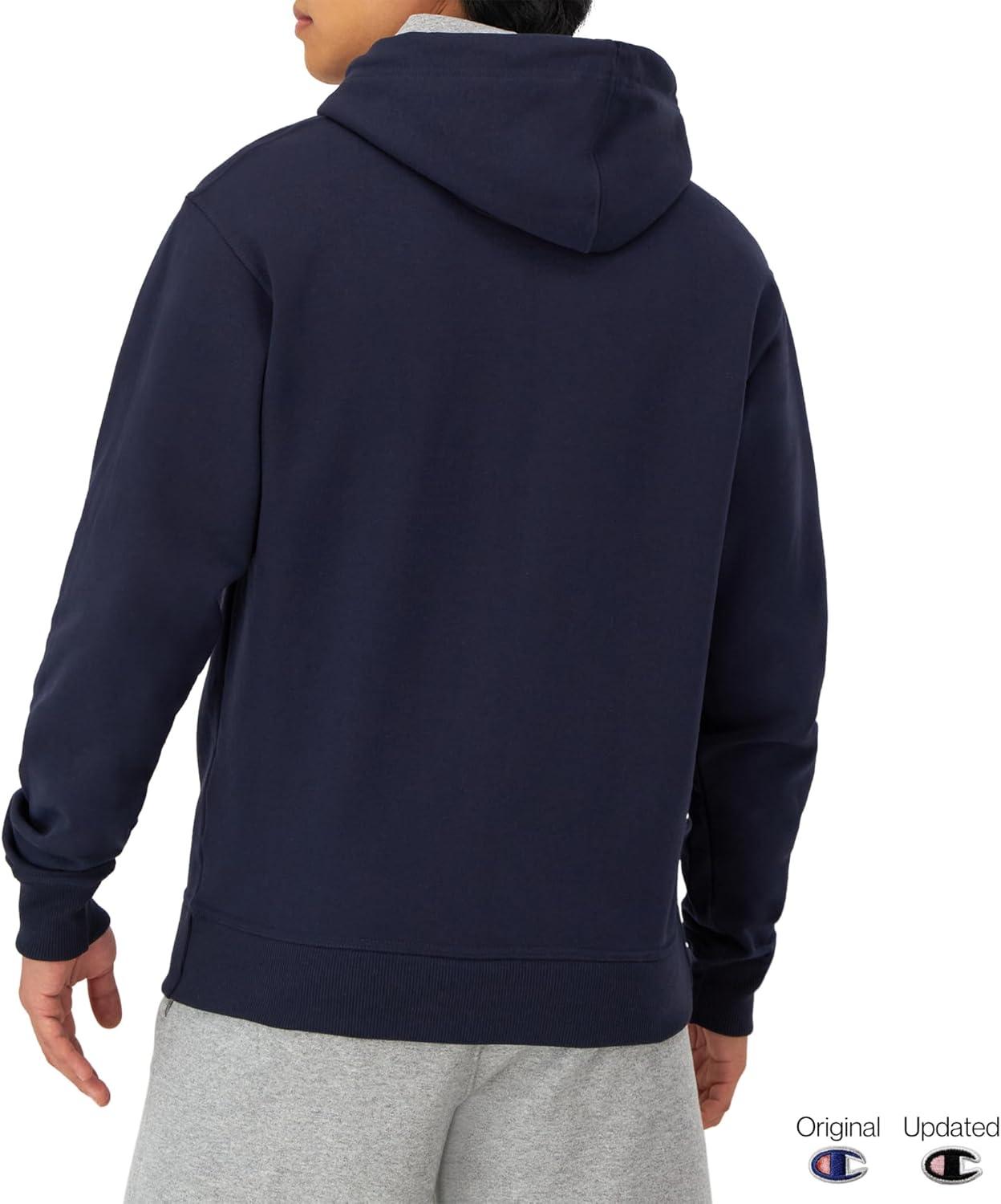 imageChampion Mens Powerblend Fleece Hoodie Sweatshirt with Script Logo Regular and Big ampamp TallNavy Small Script