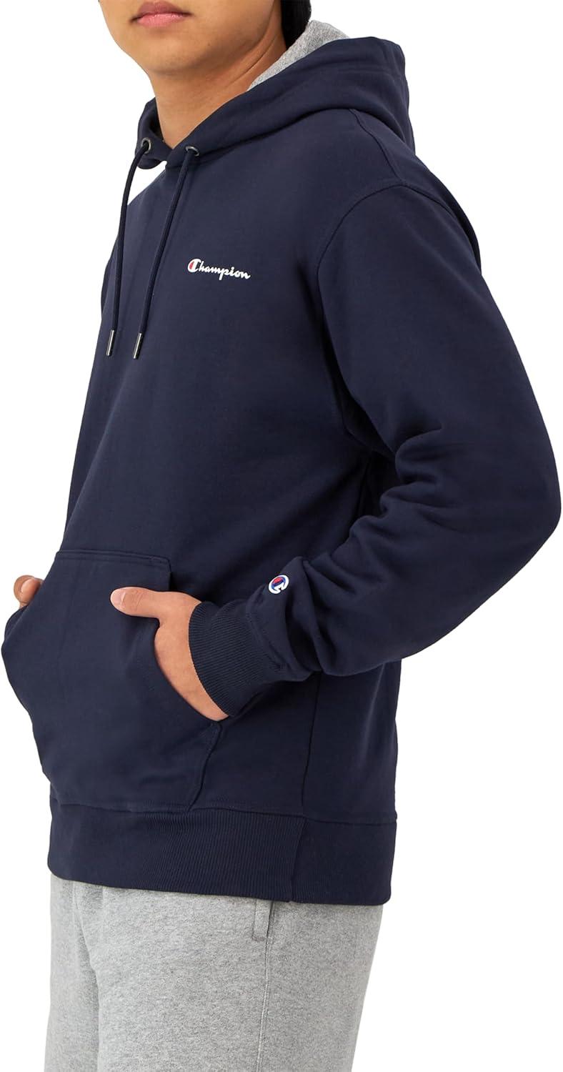 imageChampion Mens Powerblend Fleece Hoodie Sweatshirt with Script Logo Regular and Big ampamp TallNavy Small Script
