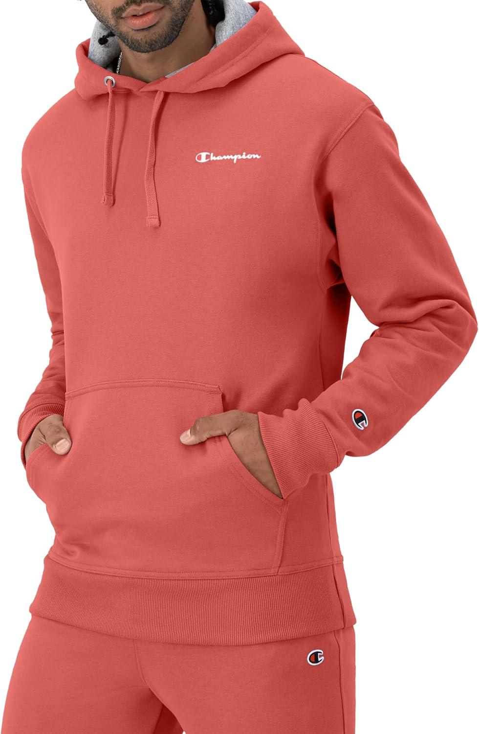 imageChampion Mens Powerblend Fleece Hoodie Sweatshirt with Script Logo Regular and Big ampamp TallPicante Pink Small Script