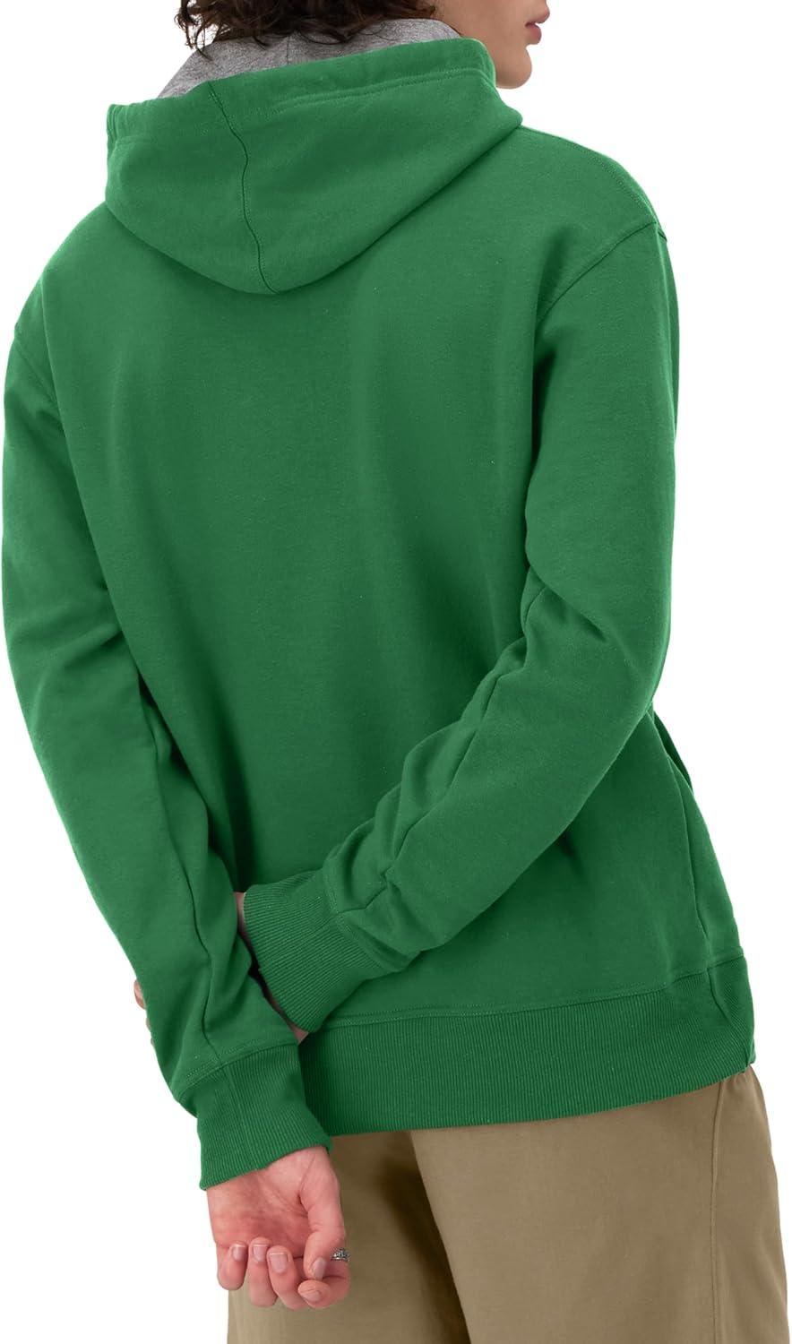 imageChampion Mens Powerblend Fleece Hoodie Sweatshirt with Script Logo Regular and Big ampamp TallRoad Sign Green Small Script