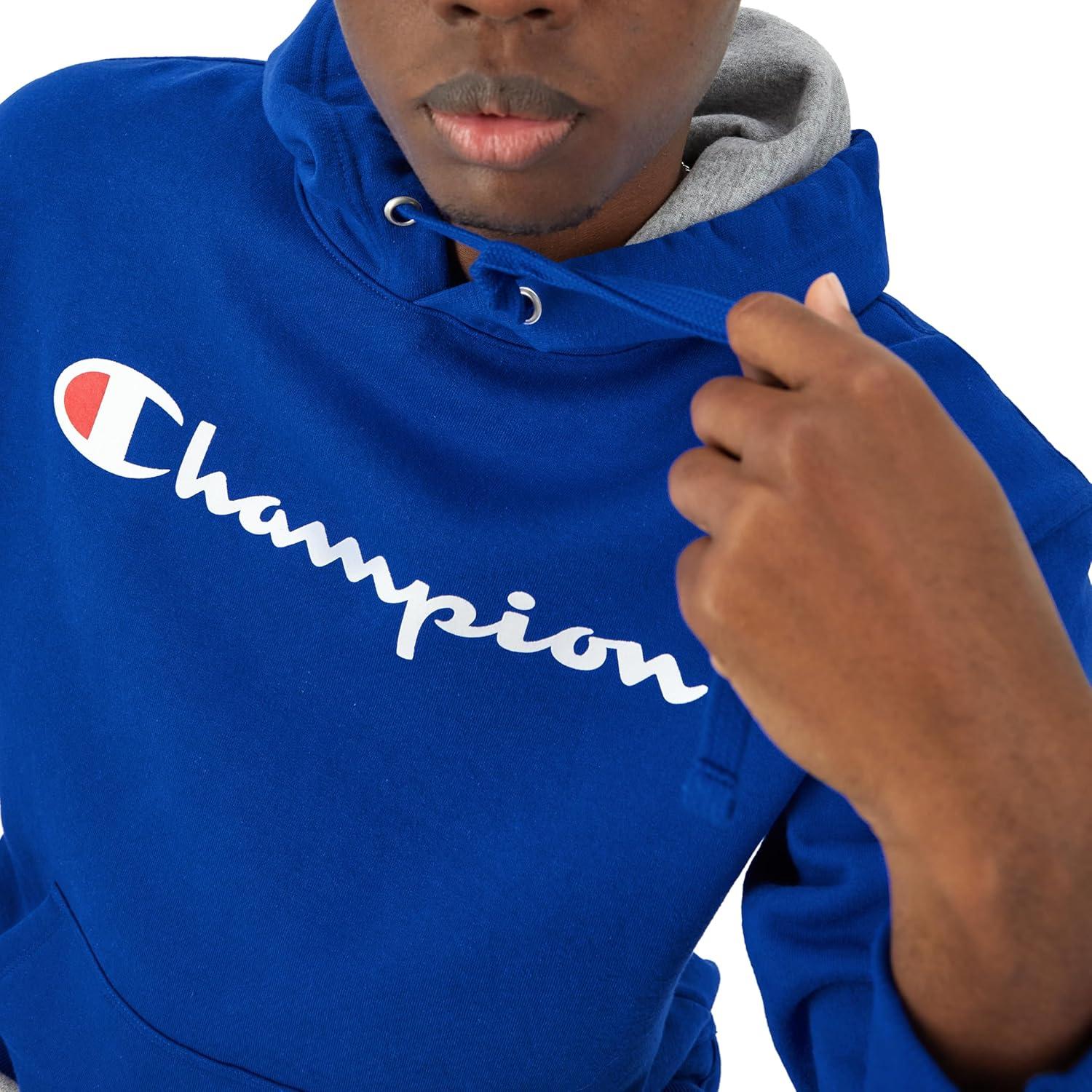 imageChampion Mens Powerblend Fleece Hoodie Sweatshirt with Script Logo Regular and Big ampamp TallSurf the Web Script