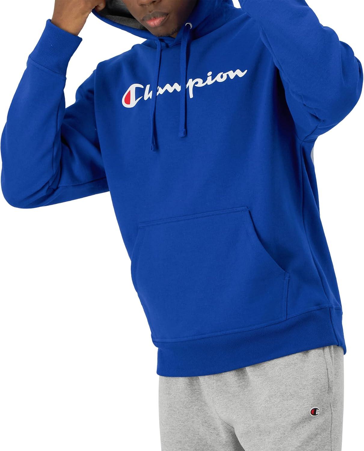 imageChampion Mens Powerblend Fleece Hoodie Sweatshirt with Script Logo Regular and Big ampamp TallSurf the Web Script