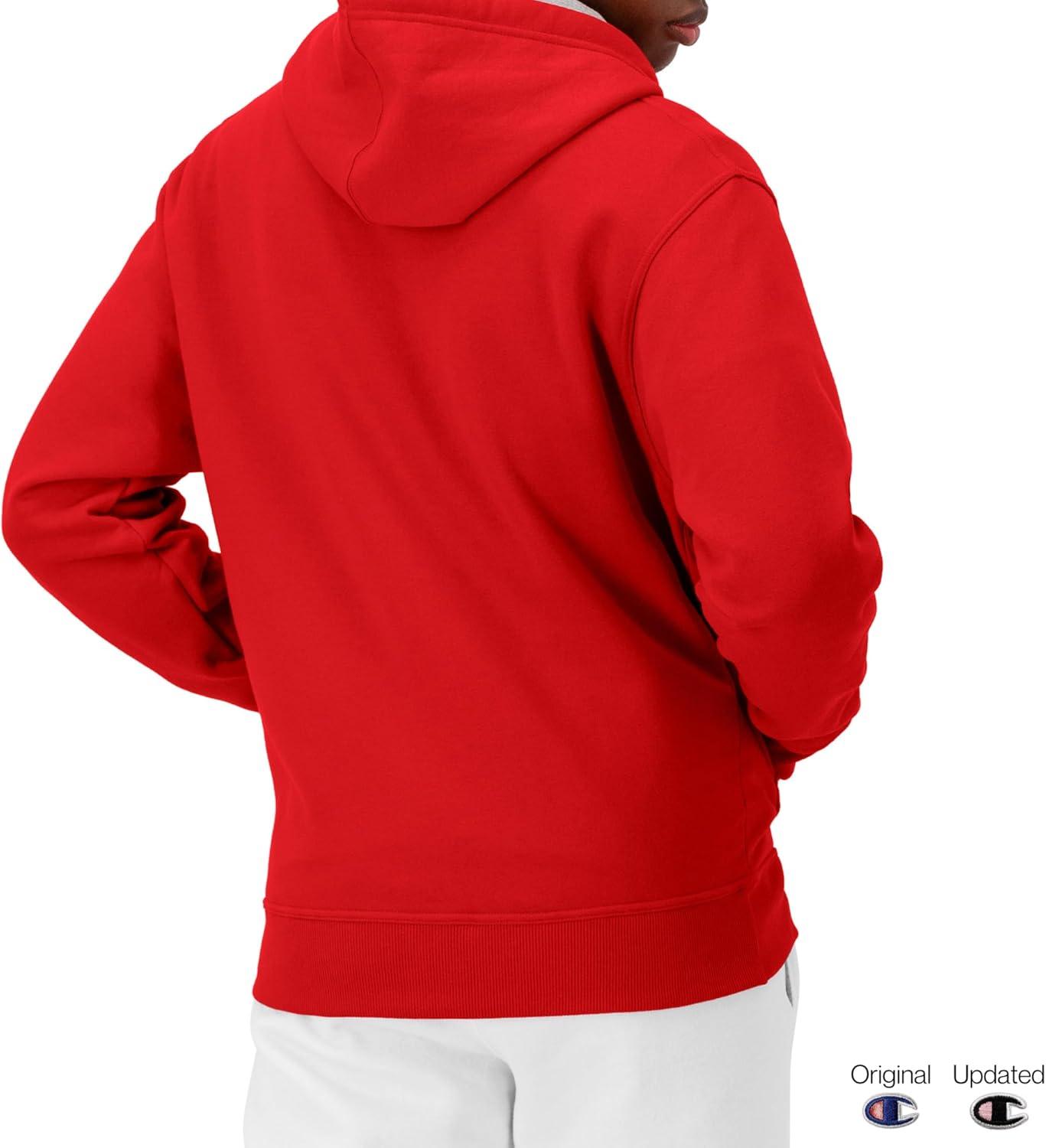 imageChampion Mens Powerblend Fleece Hoodie Sweatshirt with Script Logo Regular and Big ampamp TallTeam Red Scarlet Script