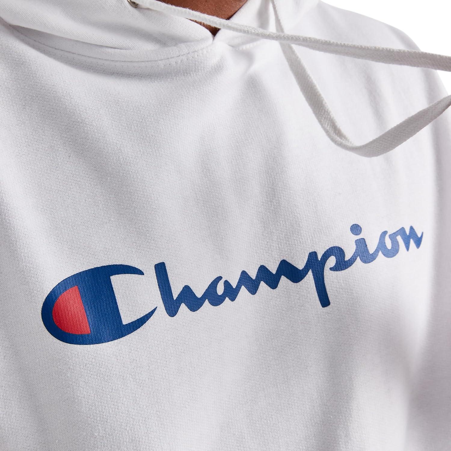 imageChampion Mens Powerblend Fleece Hoodie Sweatshirt with Script Logo Regular and Big ampamp TallWhite Script