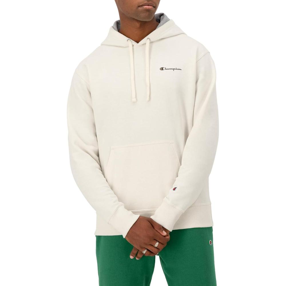 imageChampion Mens Powerblend Fleece Hoodie Sweatshirt with Script Logo Regular and Big ampamp TallNatural Small Script