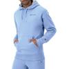 imageChampion Mens Powerblend Fleece Hoodie Sweatshirt with Script Logo Regular and Big ampamp TallPlaster Blue Small Script