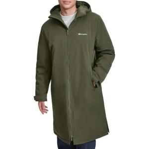 imageChampion Mens FullLength Sideline Hooded Jacket with Quilted LiningForest Night