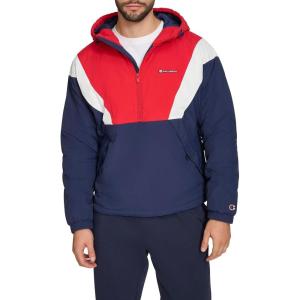 imageChampion Mens Color Block Lined Windbreaker with HoodMidnightIceRed