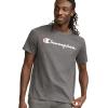 imageChampion Mens Tshirt Cotton Midweight Mens Crewneck Teetshirt for Men Graphic ScriptGranite Heather Script