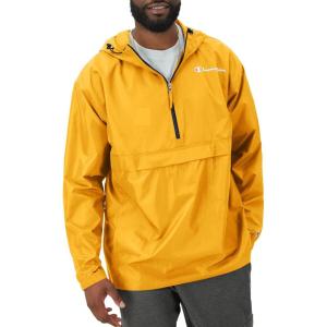 imageChampion Mens Jacket Stadium Packable Wind and Water Resistant Jacket Reg Or Big ampamp TallC Gold Small  Small Script Logo