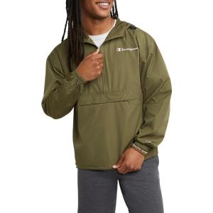 imageChampion Mens Jacket Stadium Packable Wind and Water Resistant Jacket Reg Or Big ampamp TallCargo Olive Small  Small Script Logo