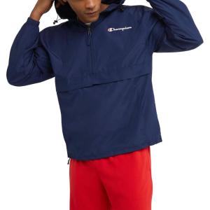 imageChampion Mens Jacket Stadium Packable Wind and Water Resistant Jacket Reg Or Big ampamp TallNavy Small  Small Script Logo