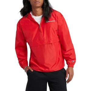 imageChampion Mens Jacket Stadium Packable Wind and Water Resistant Jacket Reg Or Big ampamp TallScarlet Small  Small Script Logo