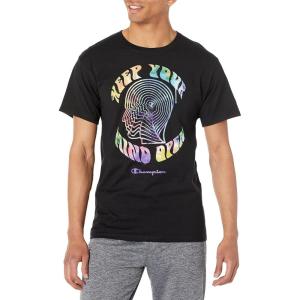 imageChampion Mens Tshirt Cotton Midweight Mens Crewneck Teetshirt for Men Graphic ScriptBlack Open Mind