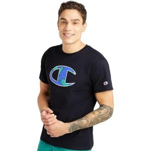 imageChampion Mens Tshirt Cotton Midweight Mens Crewneck Teetshirt for Men Graphic ScriptNavy Earth C Logo