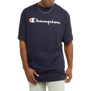 imageChampion Mens Tshirt Cotton Midweight Mens Crewneck Teetshirt for Men Graphic ScriptNavy Script