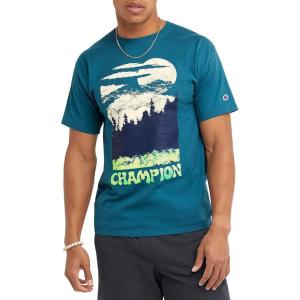 imageChampion Mens Tshirt Cotton Midweight Mens Crewneck Teetshirt for Men Graphic ScriptNifty Turquoise Tree Graphic