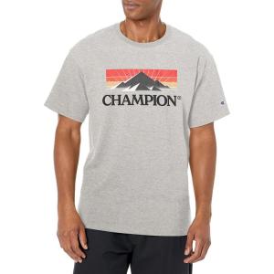 imageChampion Mens Tshirt Cotton Midweight Mens Crewneck Teetshirt for Men Graphic ScriptOxford Gray Mountain Grid