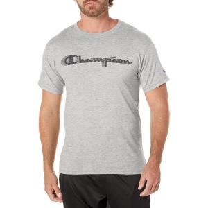 imageChampion Mens Tshirt Cotton Midweight Mens Crewneck Teetshirt for Men Graphic ScriptOxford Gray Quick Script