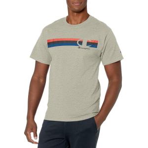 imageChampion Mens Tshirt Cotton Midweight Mens Crewneck Teetshirt for Men Graphic ScriptOxford Gray Stripe C