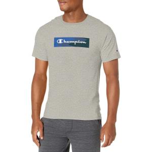 imageChampion Mens Tshirt Cotton Midweight Mens Crewneck Teetshirt for Men Graphic ScriptOxford Gray Wavy Box Script