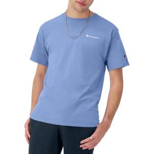 imageChampion Mens Tshirt Cotton Midweight Mens Crewneck Teetshirt for Men Graphic ScriptPlaster Blue Small Script