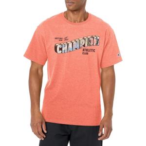 imageChampion Mens Tshirt Cotton Midweight Mens Crewneck Teetshirt for Men Graphic ScriptRed Glow Pe Heather Postcard Script