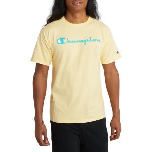 imageChampion Mens Tshirt Cotton Midweight Mens Crewneck Teetshirt for Men Graphic ScriptSunbeam Glow Script