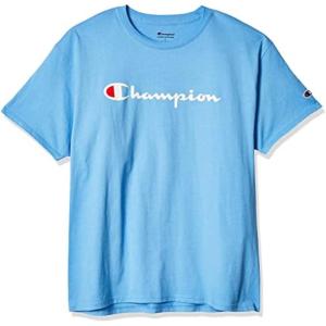 imageChampion Mens Tshirt Cotton Midweight Mens Crewneck Teetshirt for Men Graphic ScriptSwiss Blue  Classic Script Logo