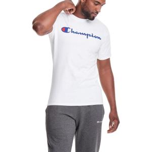 imageChampion Mens Tshirt Cotton Midweight Mens Crewneck Teetshirt for Men Graphic ScriptWhite  Classic Script Logo