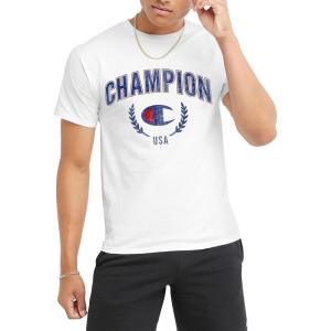 imageChampion Mens Tshirt Cotton Midweight Mens Crewneck Teetshirt for Men Graphic ScriptWhite Arch Over C Logo