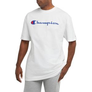 imageChampion Mens Tshirt Cotton Midweight Mens Crewneck Teetshirt for Men Graphic ScriptWhite Script