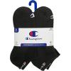 imageChampion Mens Double Dry 6Pair Pack CottonRich Low Cut SocksBlack Toe Logo
