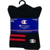imageChampion Mens Double Dry Moisture Wicking Crew Socks 6 8 12 Packs AvailableBlack With Stripes  6 Pack