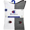 imageChampion Mens Double Dry Moisture Wicking Crew Socks 6 8 12 Packs AvailableMulti White  Grey  Black