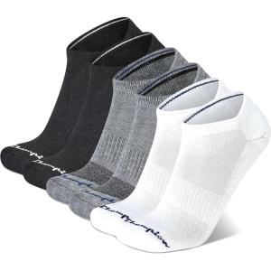 imageChampion Mens Double Dry 6Pair Pack CottonRich Low Cut SocksMulti White  Grey  Black