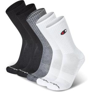 imageChampion Mens Double Dry Moisture Wicking Crew Socks 6 8 12 Packs AvailableMulti White  Grey  Black