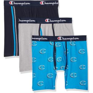 imageChampion Mens Everyday Cotton Stretch Boxer BriefsNavyOxford Grey HeatherBlue Hollow C Logo