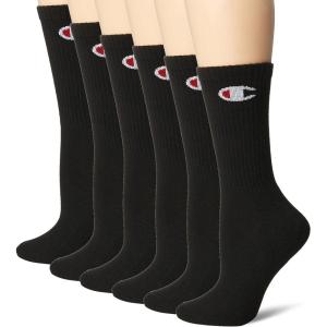 imageChampion Womens Socks Double Dry Socks Crew Ankle and No Show 6PackBlack With 3 Cs