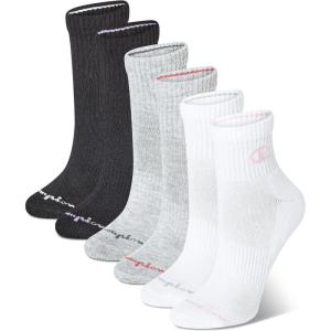 imageChampion Womens Socks Double Dry Socks Crew Ankle and No Show 6PackMulti White  Grey  Black