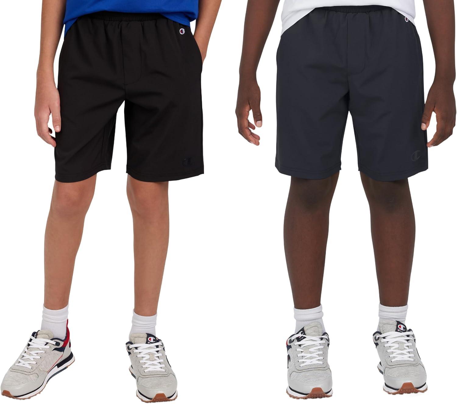 imageChampion Boys Shorts for Kids Athletic 2 Pack Lightweight Hybrid ShortBlackdark Navy
