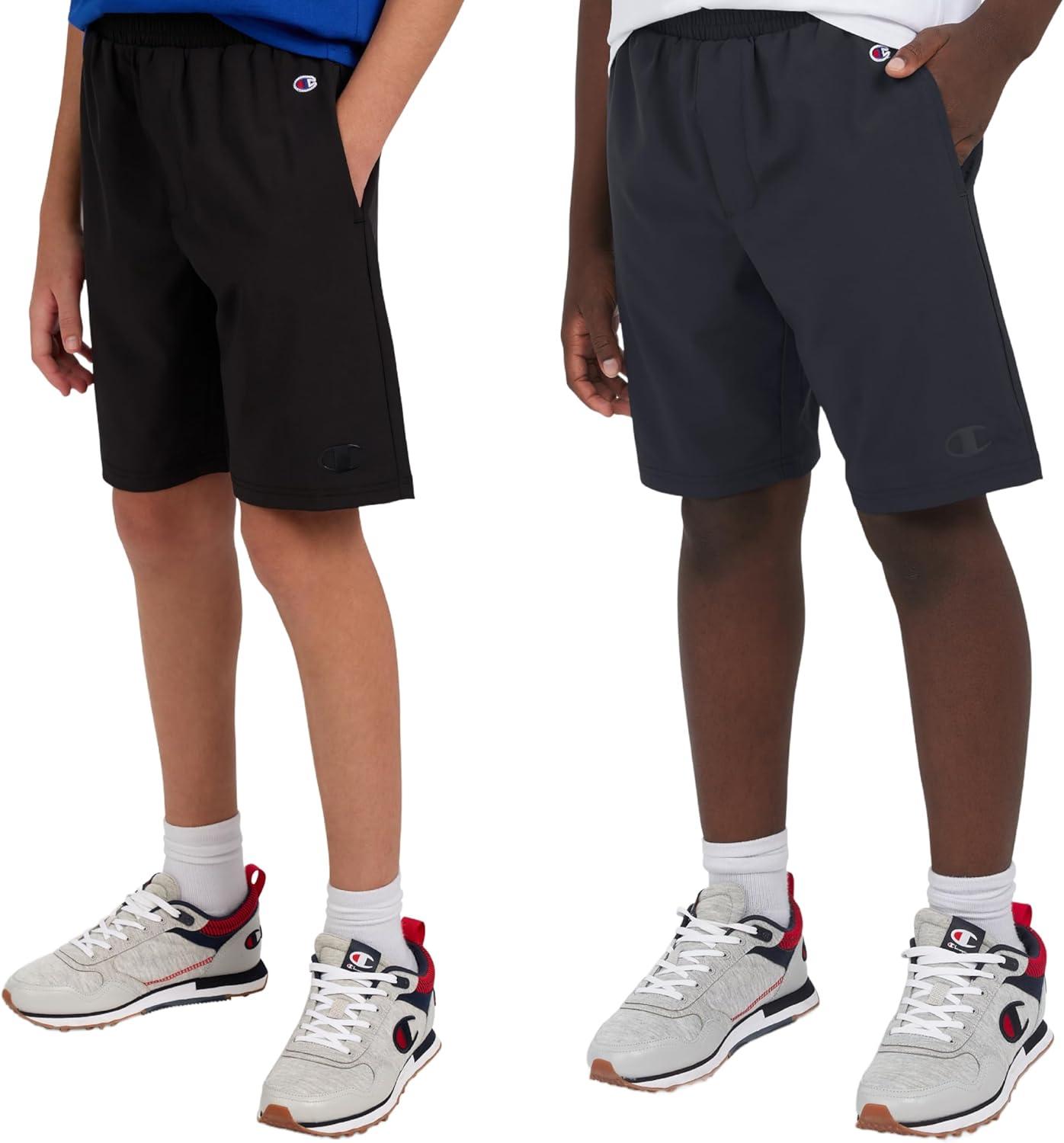 imageChampion Boys Shorts for Kids Athletic 2 Pack Lightweight Hybrid ShortBlackdark Navy