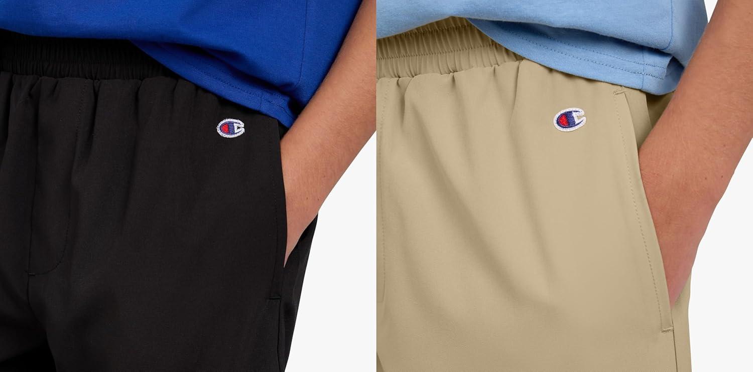 imageChampion Boys Shorts for Kids Athletic 2 Pack Lightweight Hybrid ShortKhakiblack