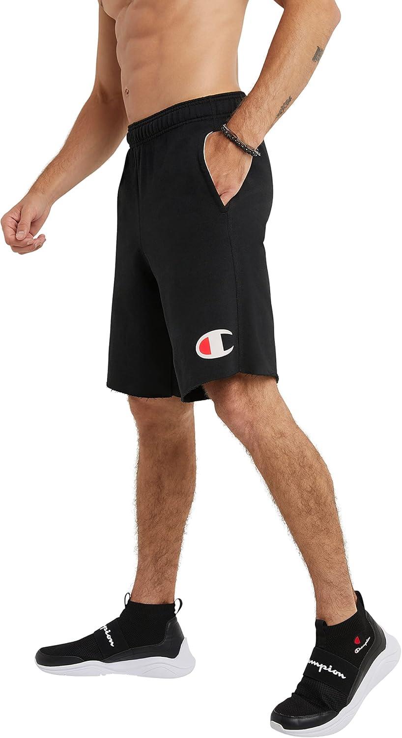 imageChampion Mens 9 Lounge Shorts Standard Fit Lightweight Available in Regular and Big ampamp TallBlack  C Logo
