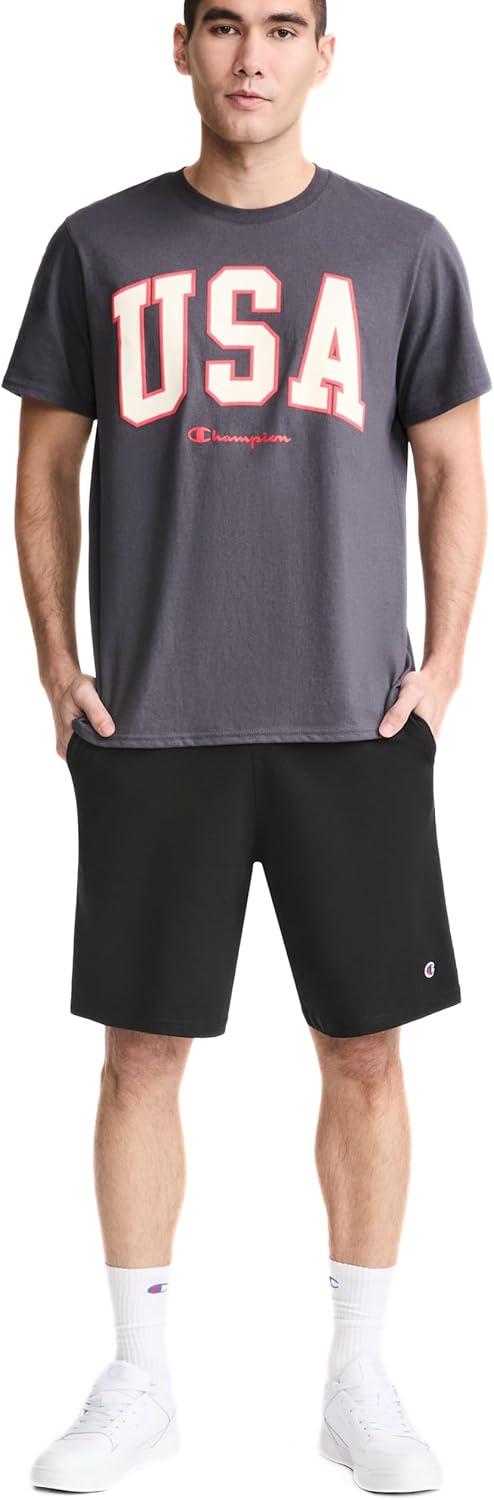 imageChampion Mens 9 Lounge Shorts Standard Fit Lightweight Available in Regular and Big ampamp TallBlack  C Patch Logo