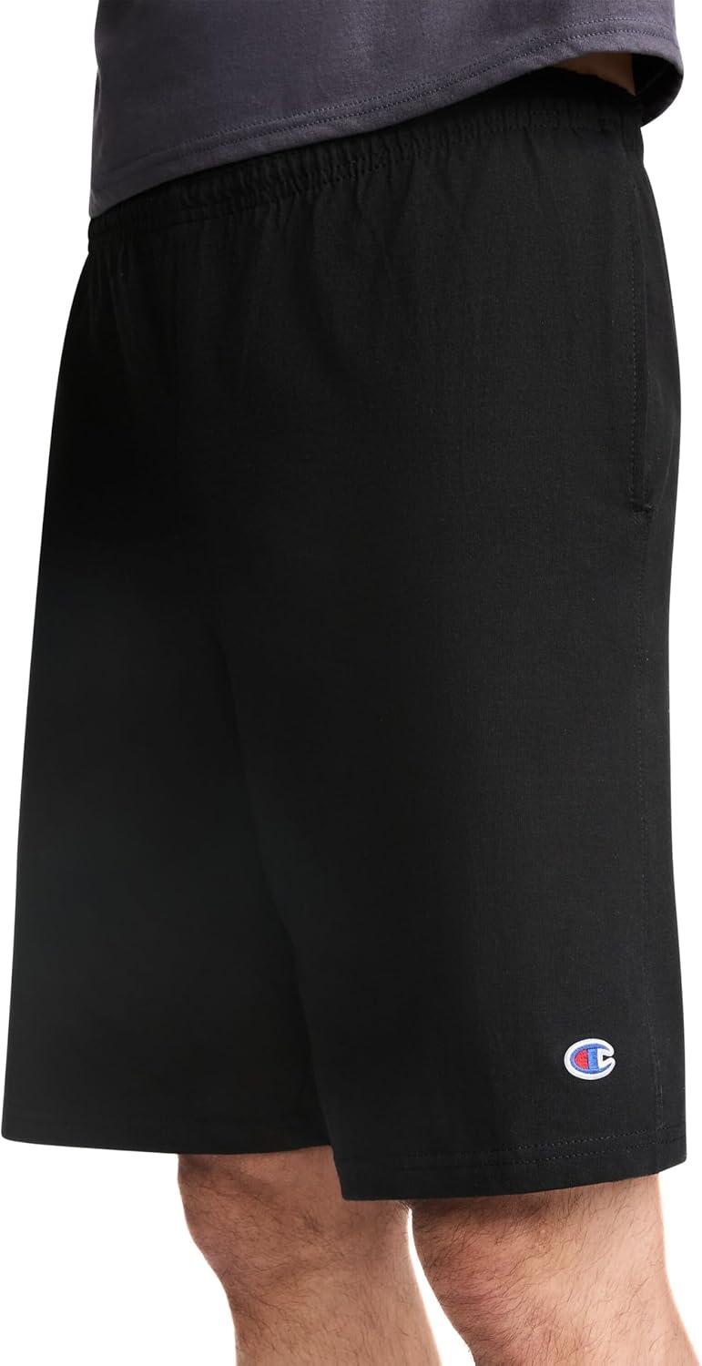 imageChampion Mens 9 Lounge Shorts Standard Fit Lightweight Available in Regular and Big ampamp TallBlack  C Patch Logo