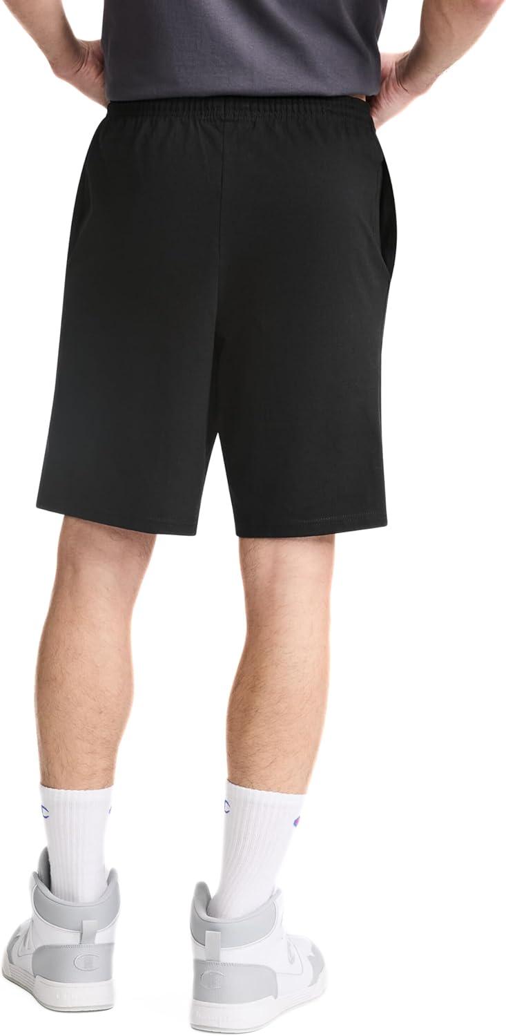 imageChampion Mens 9 Lounge Shorts Standard Fit Lightweight Available in Regular and Big ampamp TallBlack  C Patch Logo