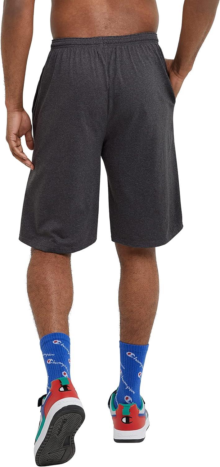 imageChampion Mens 9 Lounge Shorts Standard Fit Lightweight Available in Regular and Big ampamp TallGranite Heather  C Patch Logo