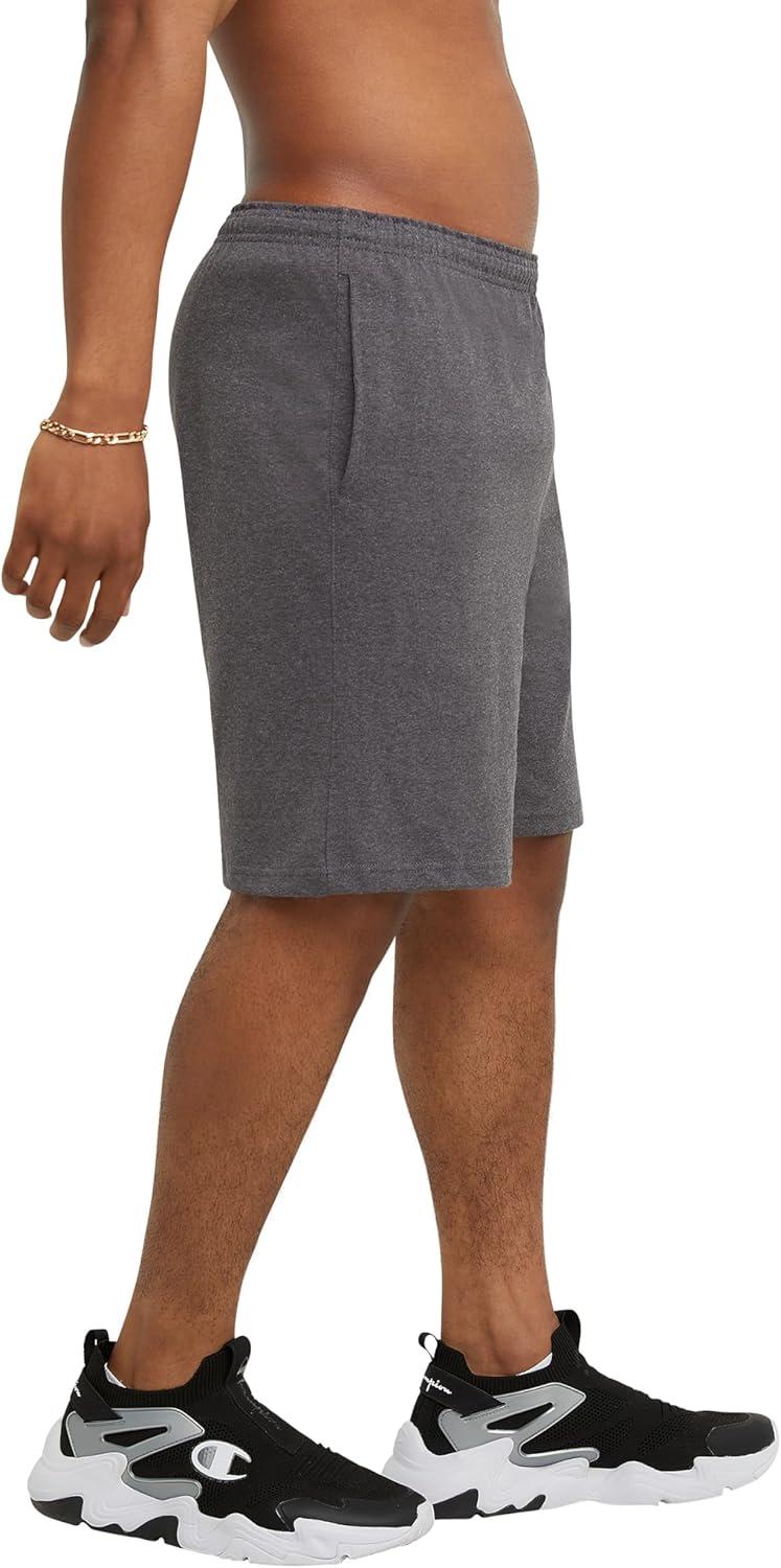 imageChampion Mens 9 Lounge Shorts Standard Fit Lightweight Available in Regular and Big ampamp TallGranite Heather C Logo